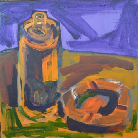 Cheve chela cerveza lata cenicero abstracto moderno pintura cuadro obra arte