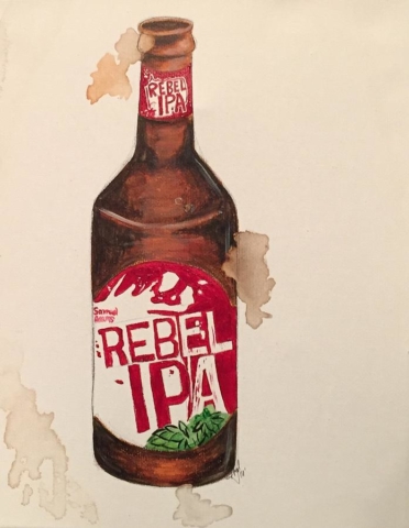 Cheve chela cerveza botella marca obra pintura cuadro arte