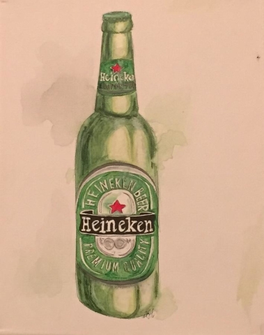 Pintura cuadro obra aarte cerveza cheve chela heineken marca verde