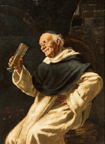 Monje bebiendo cerveza gracioso monasterio cheve chela