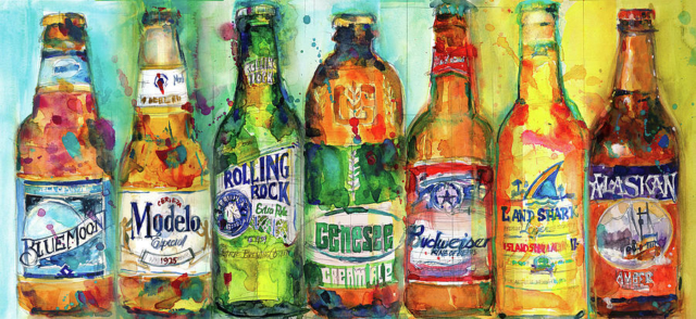 Cervezas pintura arte botellas cuadro