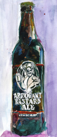 Cerveza marca arrogant bastard ale estilo botella obra cuadro pintura arte
