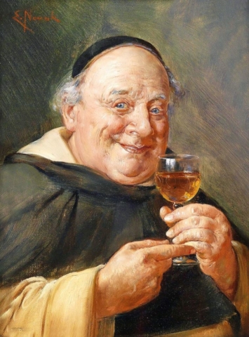 monje sonriento borracho ebrio anciano cheve chela cerveza