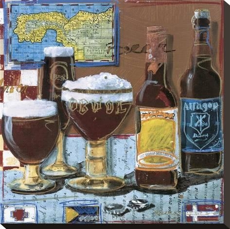 Cheve chela cerveza copa vasos botellas corcholatas espuma marcas pintura cuadro obra arte mapa