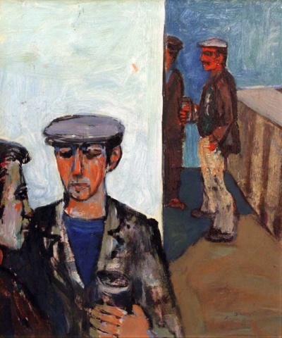 Cheve chela cerveza lata vaso boinas sacos irlanda gran bretaña pintura cuadro obra arte