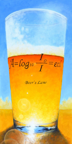 Cerveza cheve chela vaso servida la ley de la cerveza ley ciencia ecuación cervecera álgebra borracha luz amarillo naranja bi color cielo azul pintura cuadro obra arte