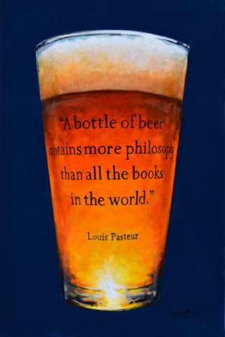 Cheve chela pintura cuadro obra arte cita luis pasteur una botella de cerveza contiene más filosofía que todos los libros del mundo