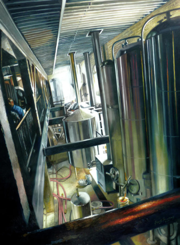 Cervecería malta lúpulo contenedores cerveceros amor pintura hiperrealista obra cuadro arte cheve cerveza chela