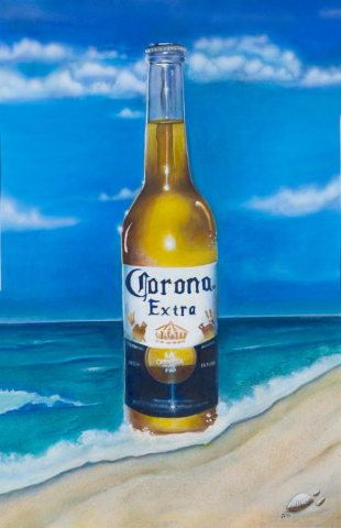 Cheve chela cerveza corona playa extra modelo arena mar agua salada cielo calor vacaciones relajación relax