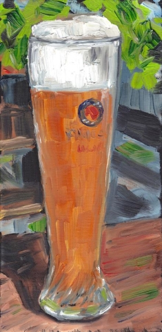 Cerveza cheve chela copa vaso espuma corona alemana mesa arte obra pintura cuadro