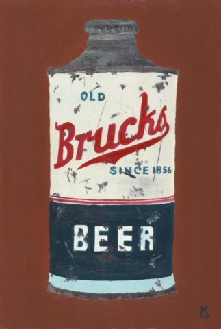 Cerveza cheve chela botella vintage retro antigua viejita vieja maltratada pintura cuadro obra arte