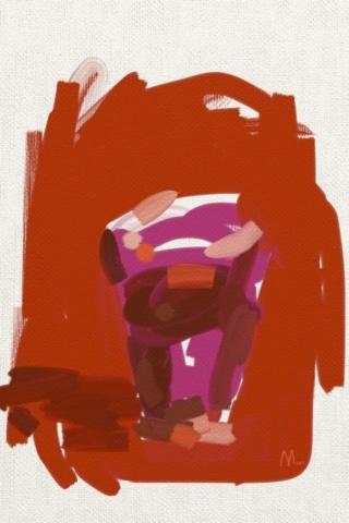 Cheve chela cerveza vaso abstracto morado con rojo arte moderno cuadro pintura