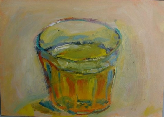 Cheve chela cerveza vaso pintura cuadro obra arte fondo blanco amarillo