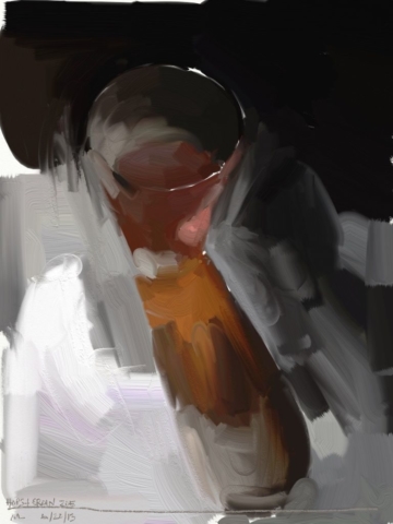 Cheve chela cerveza vaso abstracto trazos grandes fondo negro contraste fondo blanco y gris violento expresivo pintura cuadro obra arte