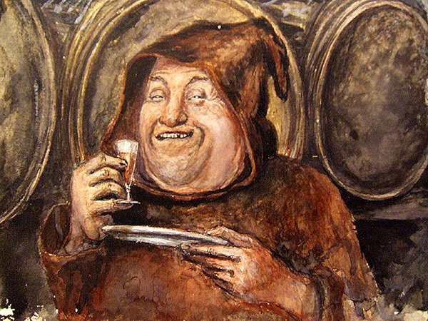 Monje borracho ebrio ebriedad pedo borrachez cerveza cheve chela edad media copa barril tonel