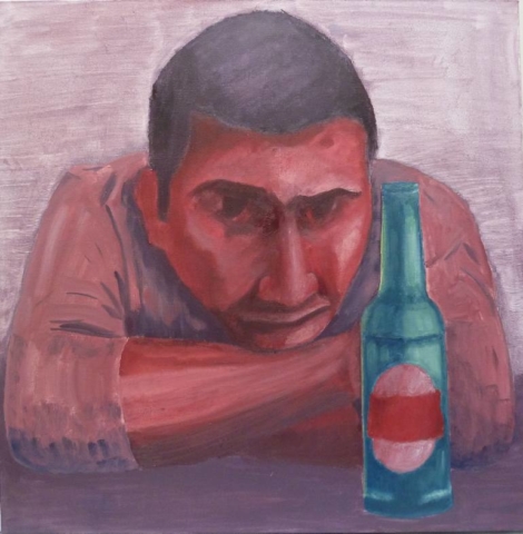 Cheve chela cerveza melancolía reflexión pensativo arrepentimiento expresión obra pintura cuadro arte