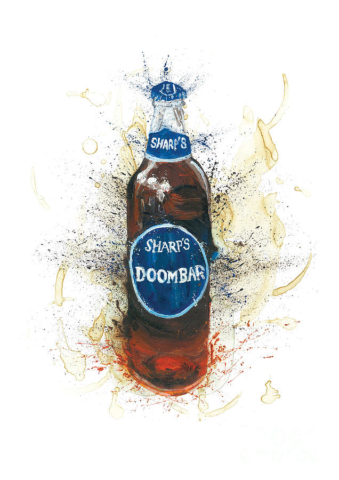 Cheve cerveza chela botella pintura cuadro obra arte fondo blanco colorido