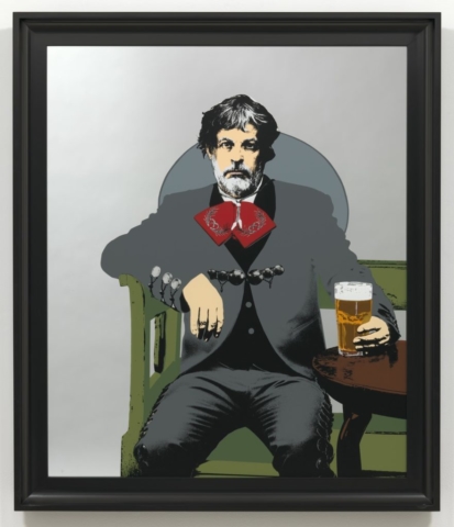 Un vasito de cerveza charro mariachi plaza pañuelo melancolico trista pesado cansado cheve chela pintura obra cuadro arte