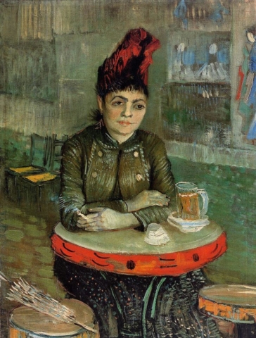 1887 arte pintura mujer fumando melancólica con una cerveza en un café bar